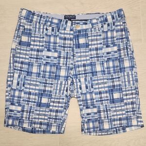 Peter Millar Blue and White Checkered Shorts